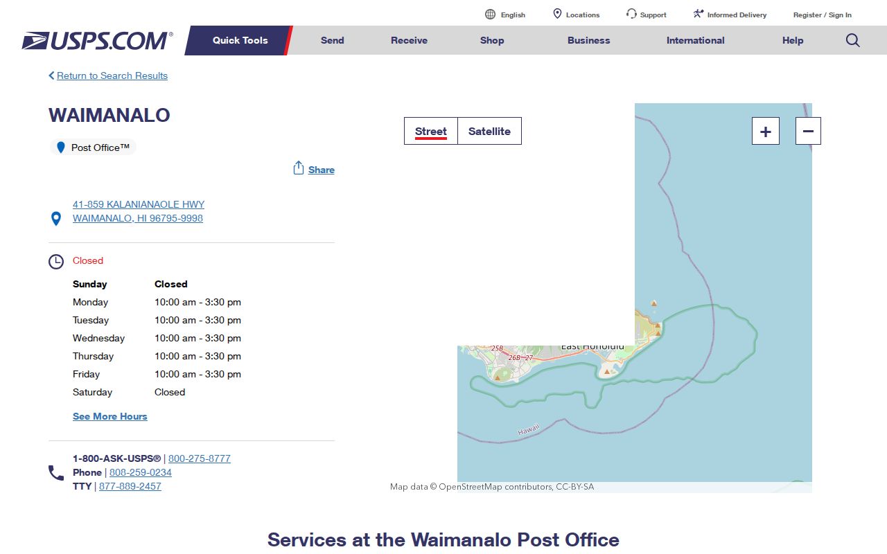 Kailua ZIP code comparison with Waimanalo 96795 post office